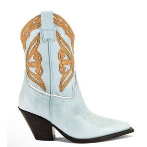 Toral Revolve Blue and Camel Leather Cowboy Pointed Toe Boots Womens Size 39